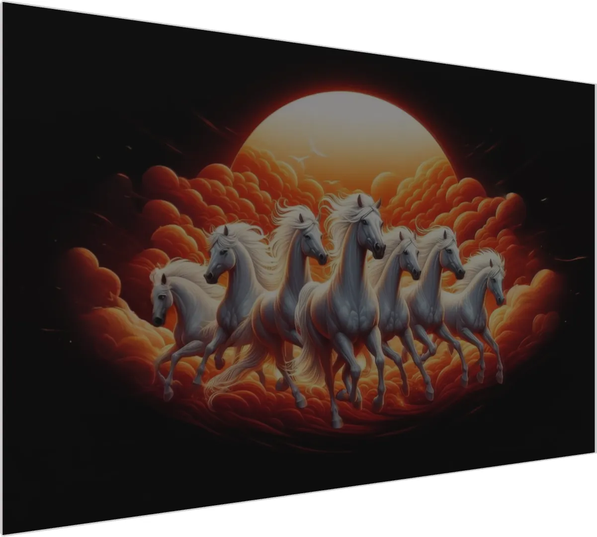Morning Sunrise Seven Running Horses — acrylic preview | PrintPosters.in